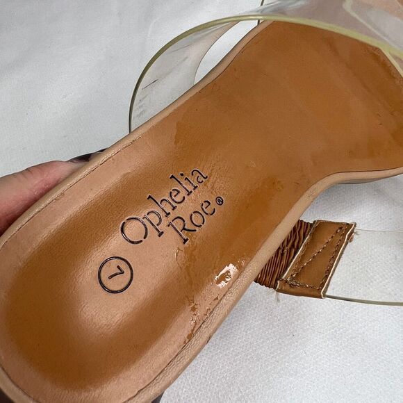 Ophelia Roe Nude Clear Straps Slip On Low Chunky Heel Sandal Size 7 - Picture 4 of 7